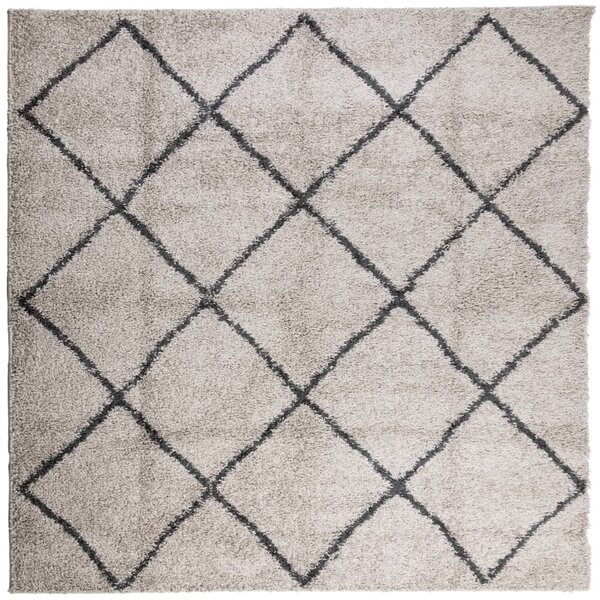 vidaXL Tapis shaggy à poils longs moderne beige anthracite 160x160 cm