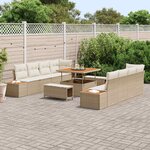 vidaXL Ensemble de canapé de jardin avec coussin 11 Pièces Beige et crème