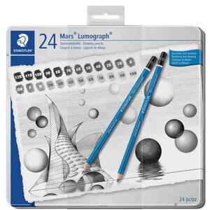 Crayon mars lumograph  étui métallique de 24 staedtler
