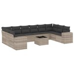 vidaXL Salon de jardin 11 Pièces avec coussins gris clair résine tressée