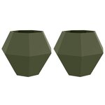 vidaXL Jardinière 2 Pièces Vert olive 100 x 100 x 80 cm Acier