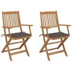 vidaXL Chaises pliables de jardin lot de 2 avec coussins Bois d'acacia