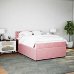 vidaXL Sommier à lattes de lit avec matelas Rose 140x200 cm Velours
