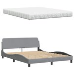 vidaXL Lit avec matelas gris clair 160x200 cm tissu