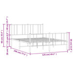 vidaXL Cadre de lit métal avec tête de lit/pied de lit blanc 120x190cm