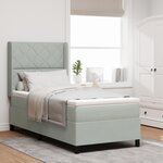 vidaXL Lit coffre avec matelas & lumière LED gris clair 90x190 cm en velours