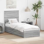 vidaXL Lit de Rangement Gris Sonoma 75 x 190 cm Bois d'ingénierie