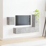 vidaXL Ensemble meuble TV 4 Pièces Gris béton Bois d'ingénierie