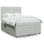 vidaXL Sommier à lattes de lit et matelas Gris clair 140x190cm Velours