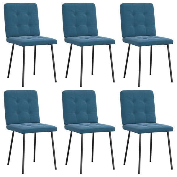 vidaXL Chaises à manger lot de 6 bleu velours