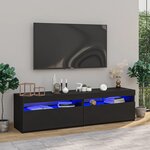 vidaXL Meubles TV 2 Pièces avec lumières LED Noir 75x35x40 cm