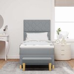 vidaXL Lit à ressorts avec matelas Gris clair 90 x 190 cm tissu
