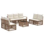 vidaXL Ensemble de canapé de jardin 8 Pièces Beige polyrotin