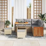 vidaXL Ensemble de canapé de jardin 9 Pièces Beige et Gris clair