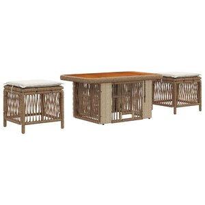 vidaXL Ensemble de salle à manger pour jardin 3 pc Beige et crème