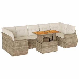 vidaXL Salon de jardin avec coussins 8 Pièces beige résine tressée