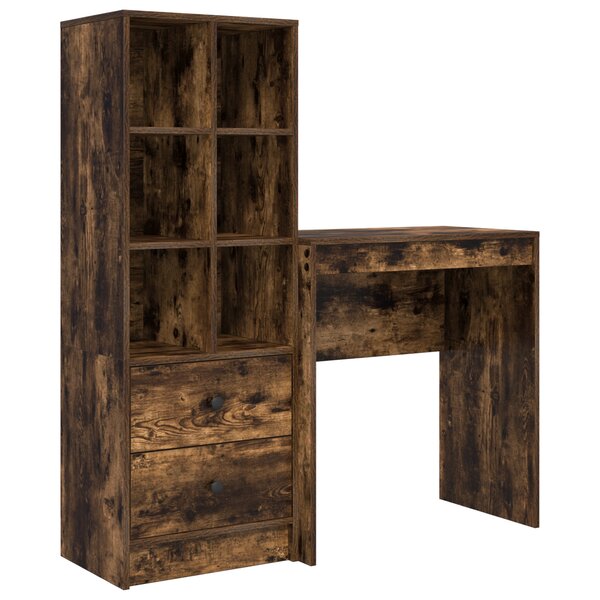 vidaXL Bureau avec rangement Chêne Fumé Bois d'Ingénierie