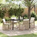 vidaXL Ensemble de salle à manger pour jardin 5 Pièces Beige polyrotin