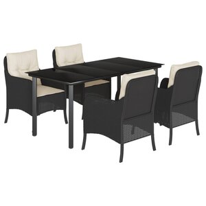 vidaXL Ensemble à manger de jardin coussins 5Pièces Noir Résine tressée