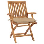 vidaXL Chaises pliables de jardin avec coussins lot de 4 Teck solide