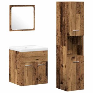 vidaXL Set de meubles de salle de bain avec tiroir 4 Pièces Bois Ancien