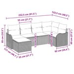Ensemble de canapé de jardin vidaXL 6 pièces avec coussins en rotin poly gris clair