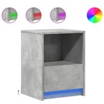 vidaXL Armoires de chevet et lumières LED 2 Pièces gris béton