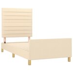 vidaXL Cadre de lit avec tête de lit Crème 90x200 cm Tissu