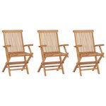 vidaXL Chaises de jardin pliables lot de 3 Bois de teck massif