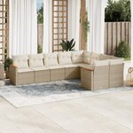 vidaXL Salon de jardin avec coussins 9 Pièces beige résine tressée