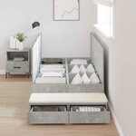 vidaXL Cadre de lit avec rangement Gris béton 90 cm Bois d'ingénierie