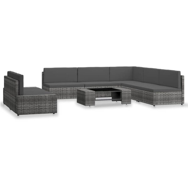 vidaXL Salon de jardin 7 Pièces Résine tressée Gris