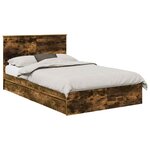 vidaXL Lit de Rangement Chêne fumé 135 x 190 cm Bois d'ingénierie