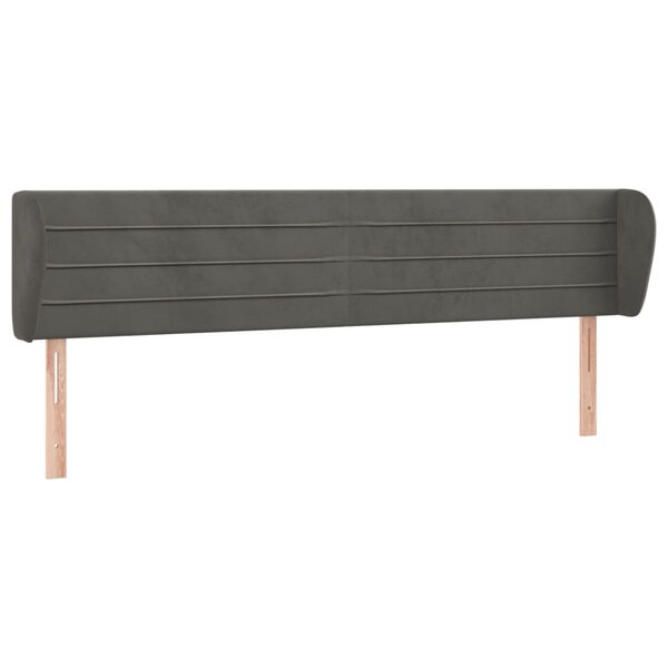 vidaXL Tête de lit avec oreilles Gris foncé 203x23x78/88 cm Velours