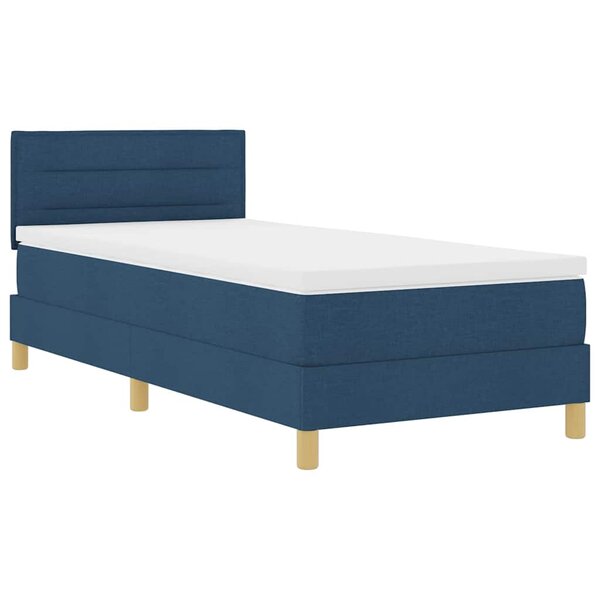 vidaXL Lit à ressort LED avec bandes LED Bleu 100 x 200 cm tissu