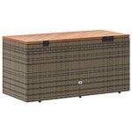 vidaXL Boîte de rangement de jardin gris résine tressée bois d'acacia