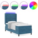 vidaXL Lit Box Spring avec Matelas & LED Bleu Foncé 90x190 cm Velours