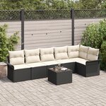 vidaXL Set de canapé de jardin 6 pièces avec coussins en polyrotin marron