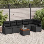vidaXL Ensemble de canapé de jardin 7 Pièces Noir