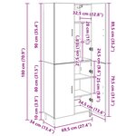 vidaXL Haut Armoire 2 Pièces Chêne noir Bois Aggloméré et Verre