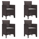 vidaXL Set repas jardin 5 pièces avec coussins marron poly rotin