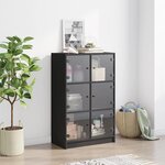 vidaXL Buffet haut avec portes noir 68x37x109 cm bois d'ingénierie