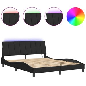 vidaXL Cadre de lit avec LED sans matelas noir 160x200 cm velours