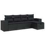 vidaXL Salon de jardin 5 Pièces avec coussins noir résine tressée