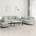 vidaXL Ensemble de canapés 3 Pièces avec coussins gris clair velours