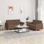vidaXL Ensemble de canapés 2 Pièces avec coussins Marron Tissu
