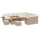 vidaXL Ensemble de canapé de jardin 12 Pièces Beige Poly rotin