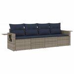vidaXL Salon de jardin 4 Pièces avec coussins gris résine tressée