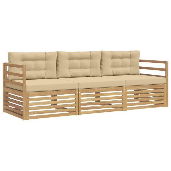 vidaXL Ensemble de canapés d'extérieur 3 pc Blanc et Beige Polyester