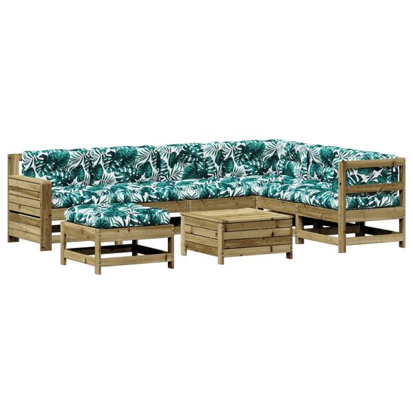 vidaXL Salon de jardin 8 Pièces avec coussins bois de pin imprégné